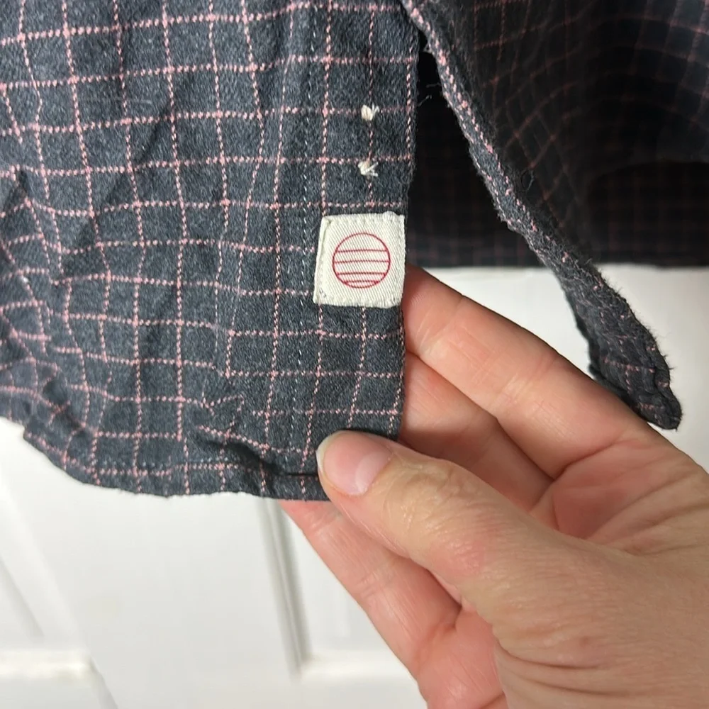 Marine Layer Men's Black Checkered Button Down Shirt Size Small 100% cotton